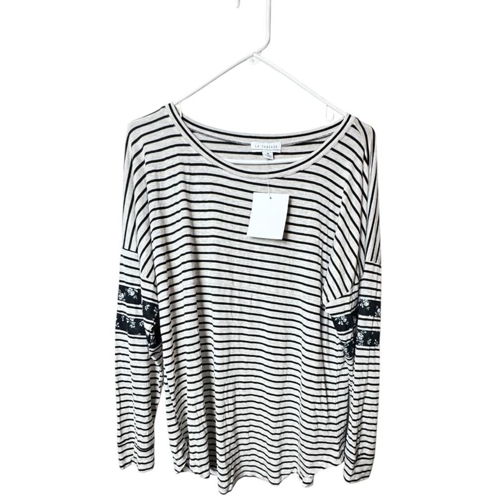 LA Threads Striped Long Sleeve Top Sz M NWT